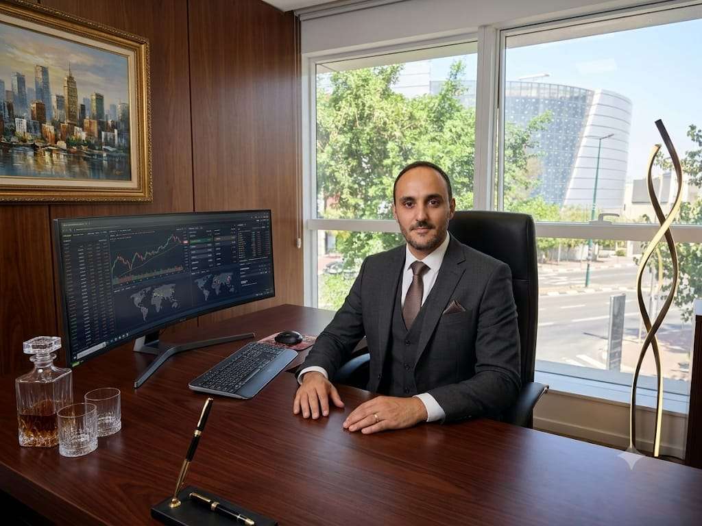 יהודה כהן, יועץ משכנתאות מורשה ומנהל חטיבת היועצים בחברת ידע, יושב במשרד החברה